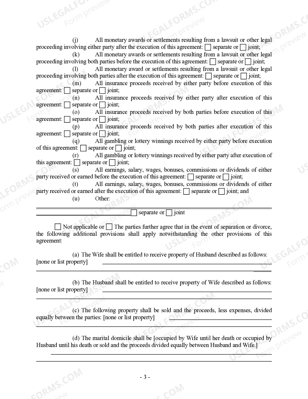 Preview Postnuptial Property Agreement