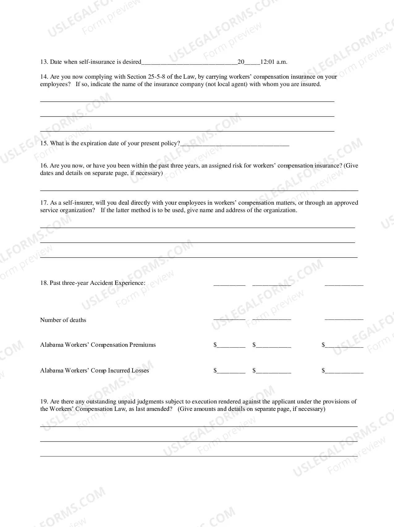 Preview Employers Application For Self Insurance