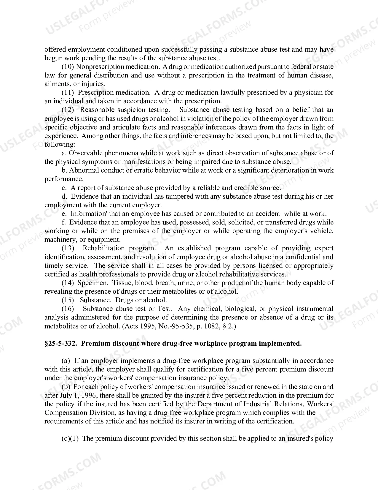 Preview Law Regarding Drug Free Workplace Program
