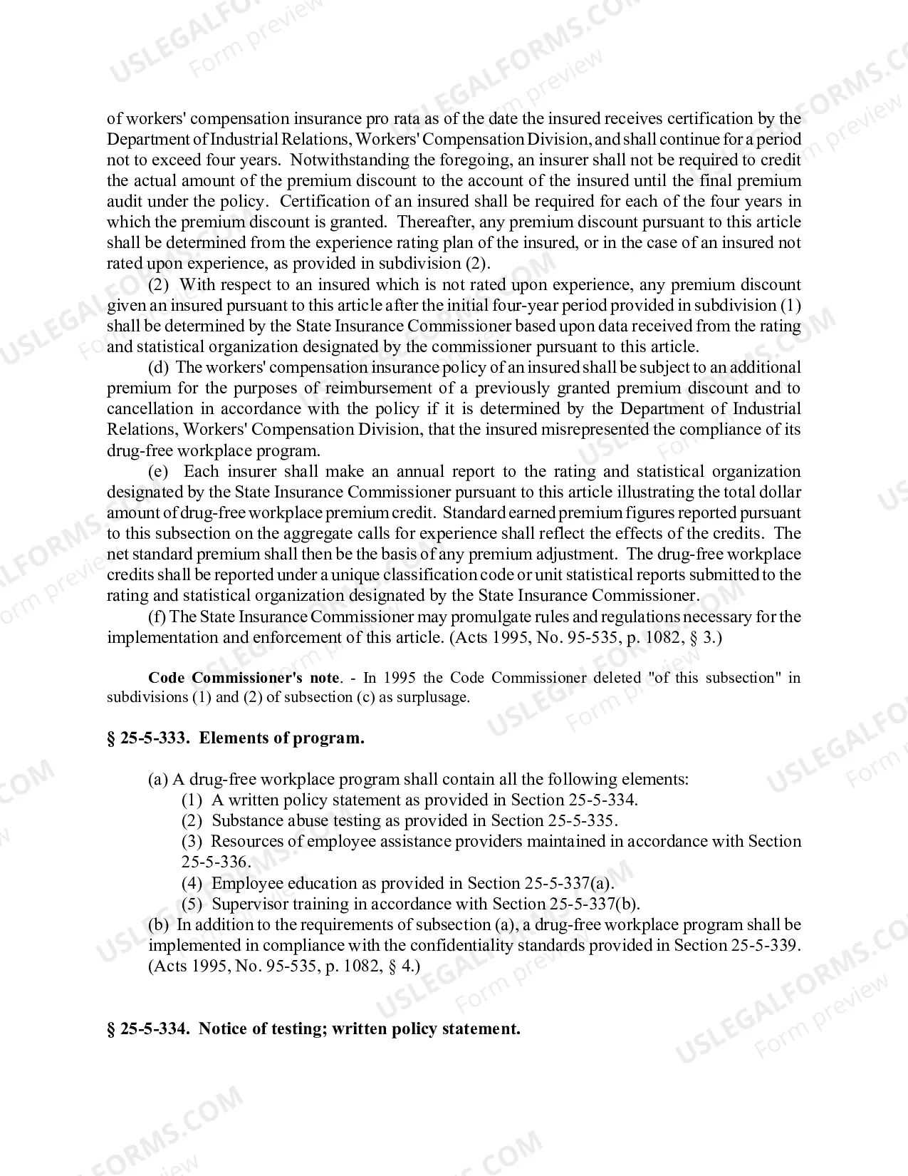 Preview Law Regarding Drug Free Workplace Program