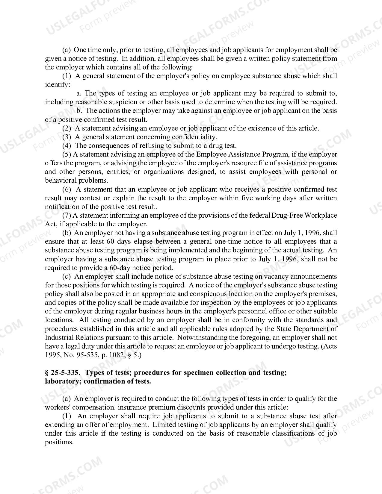 Preview Law Regarding Drug Free Workplace Program