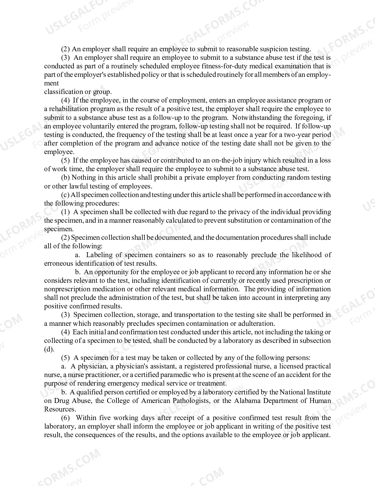 Preview Law Regarding Drug Free Workplace Program