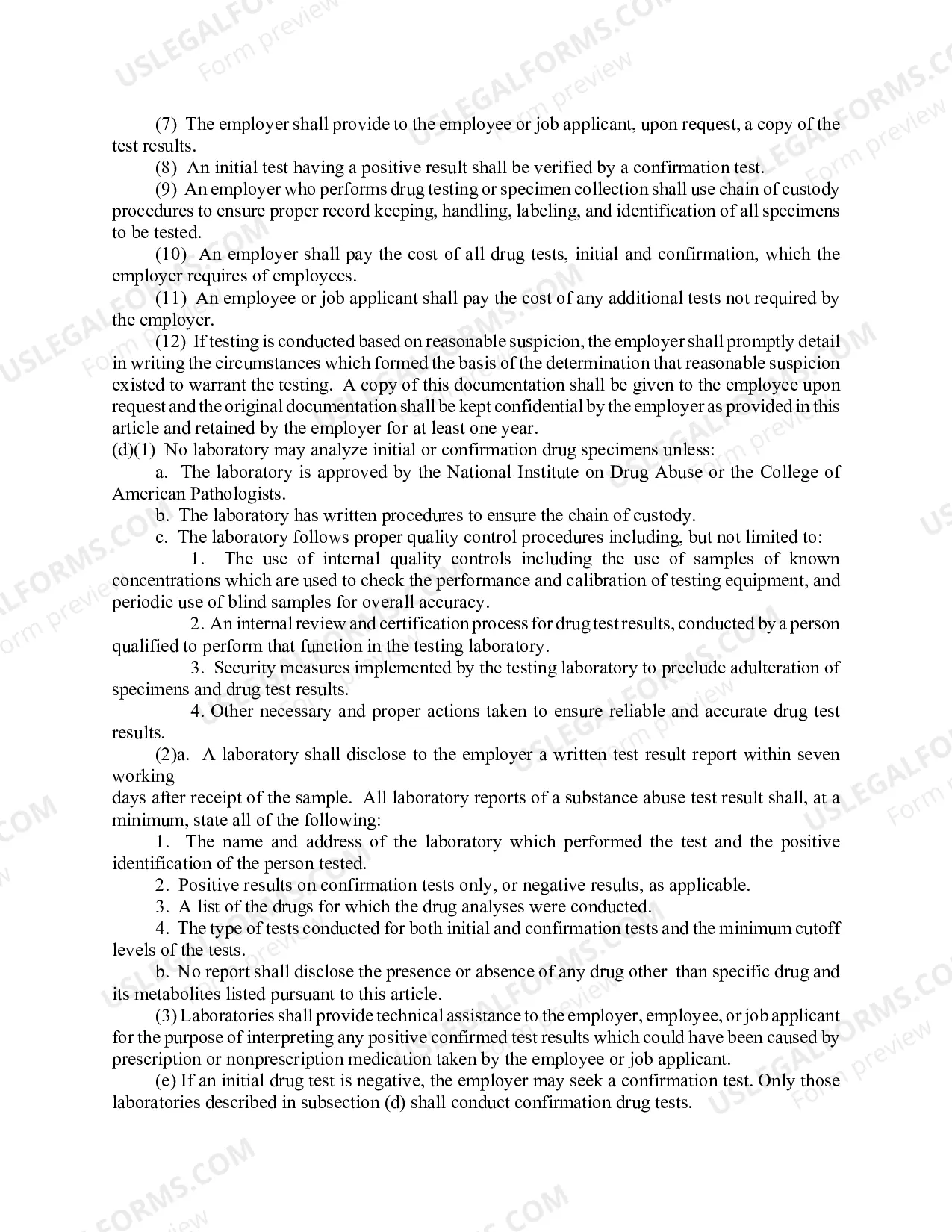 Preview Law Regarding Drug Free Workplace Program