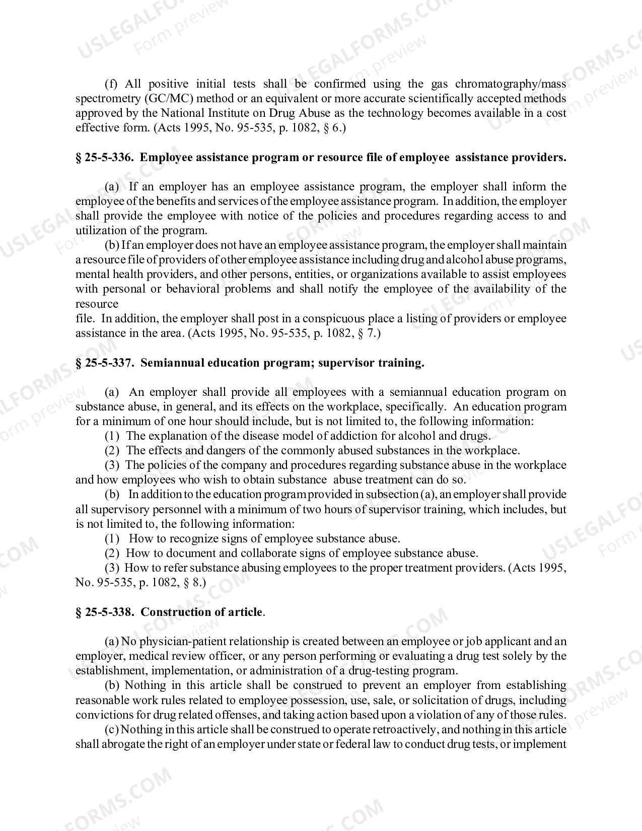 Preview Law Regarding Drug Free Workplace Program