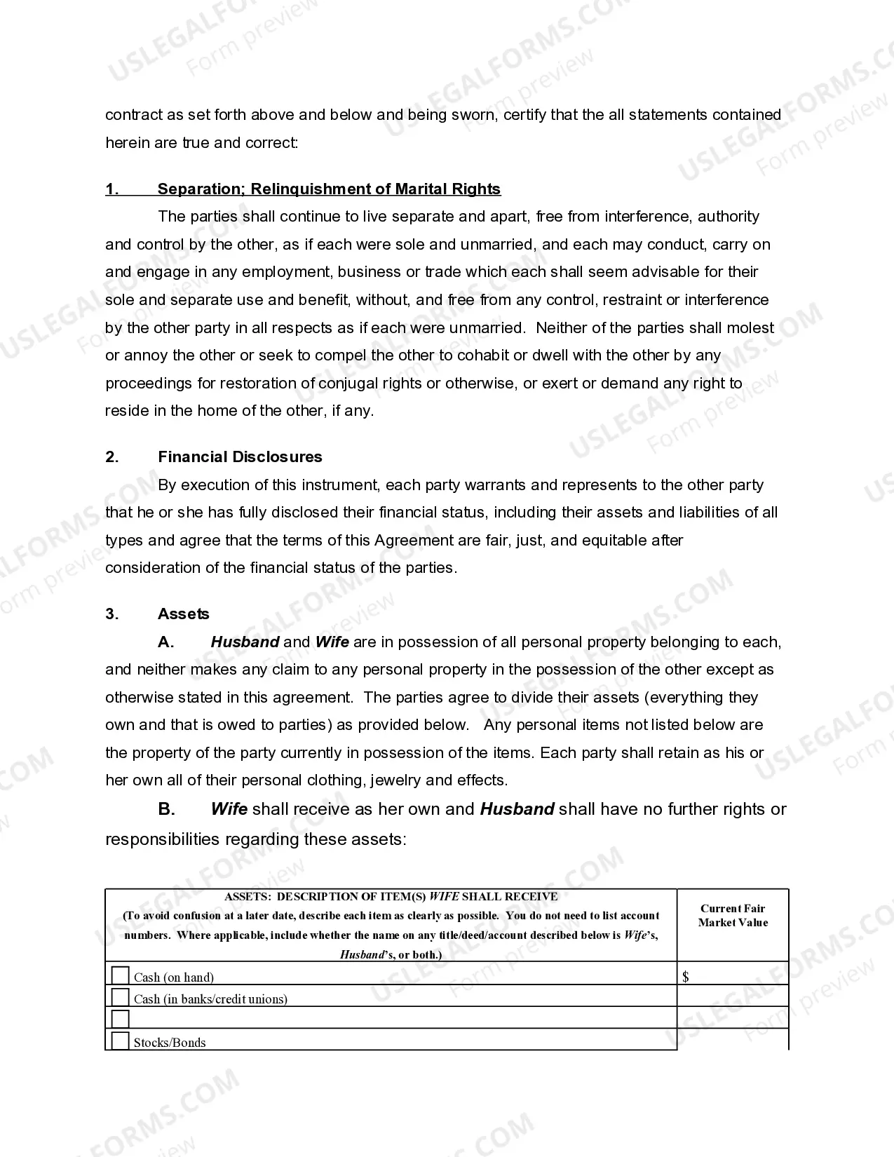 Preview Marital Legal Separation and Property Settlement with Adult Children