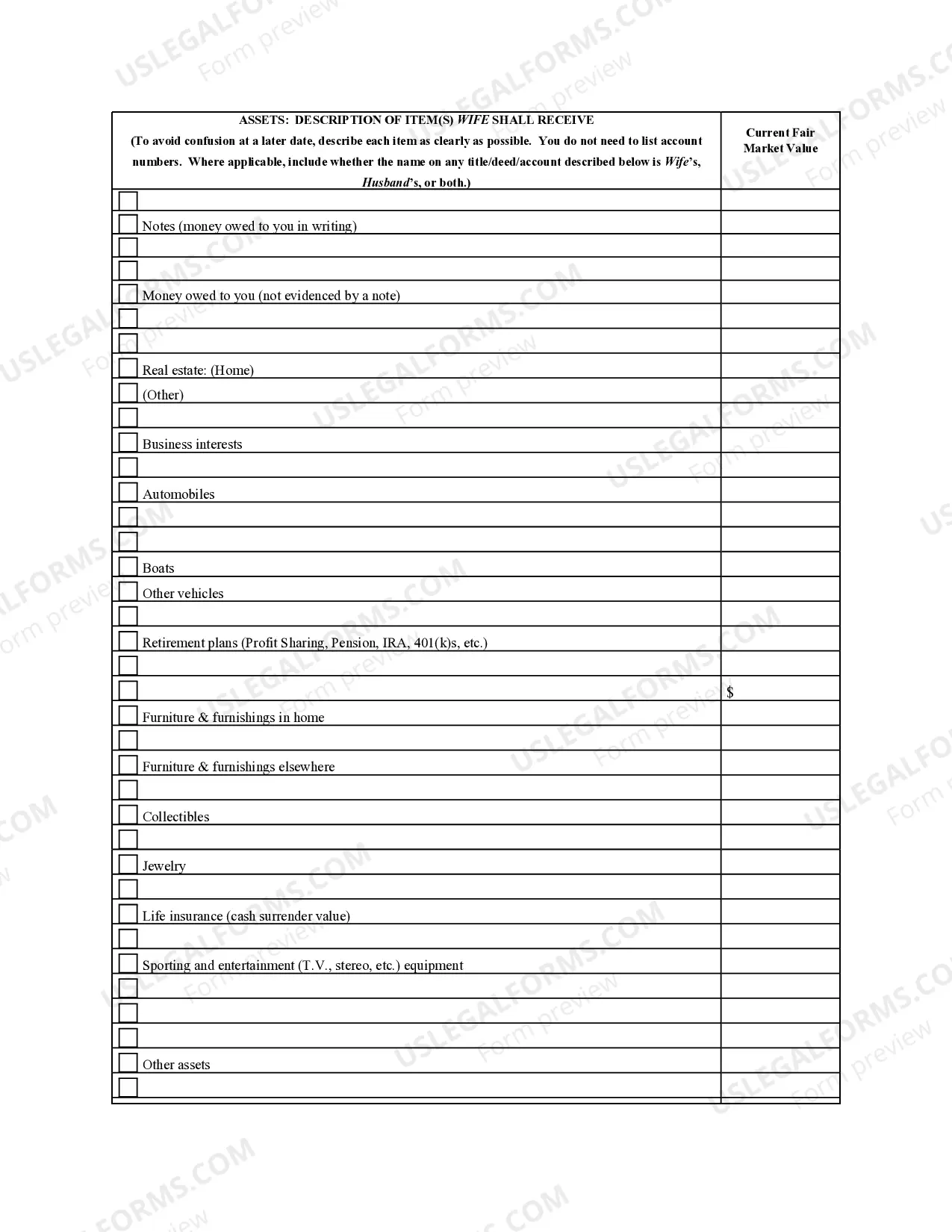 Preview Marital Legal Separation and Property Settlement with Adult Children