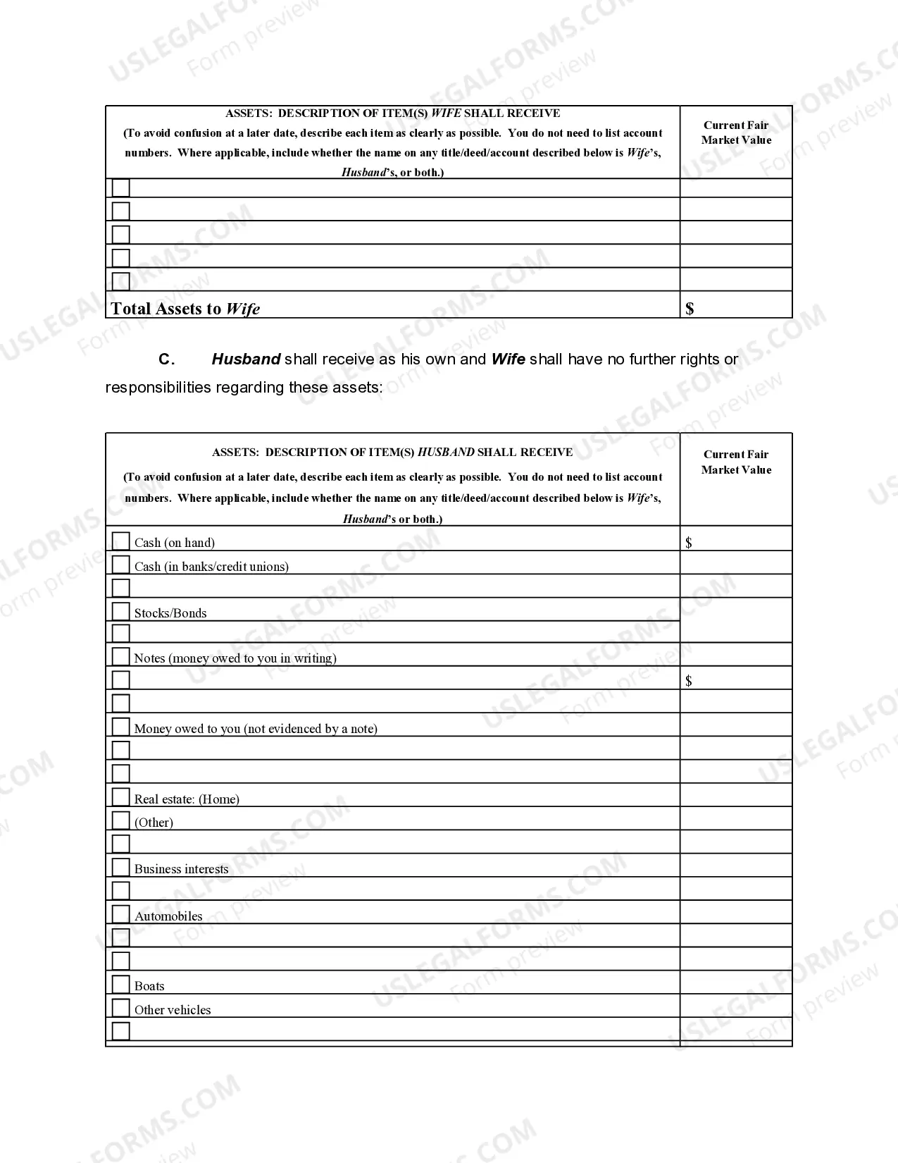 Preview Marital Legal Separation and Property Settlement with Adult Children