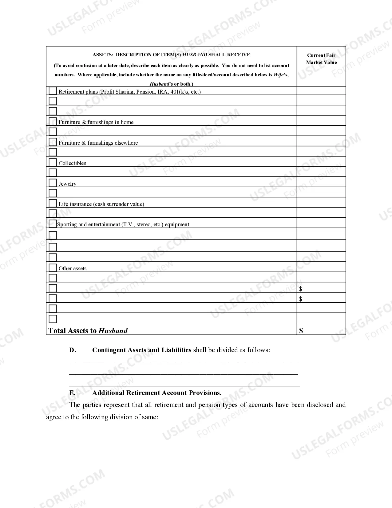 Preview Marital Legal Separation and Property Settlement with Adult Children