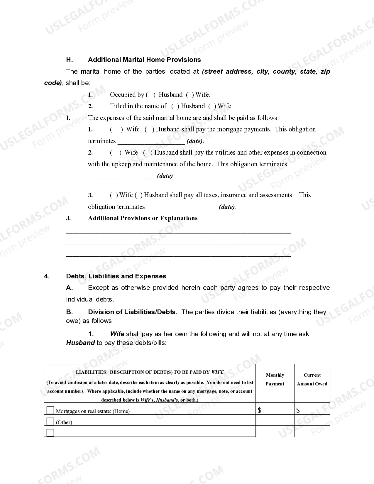 Preview Marital Legal Separation and Property Settlement with Adult Children