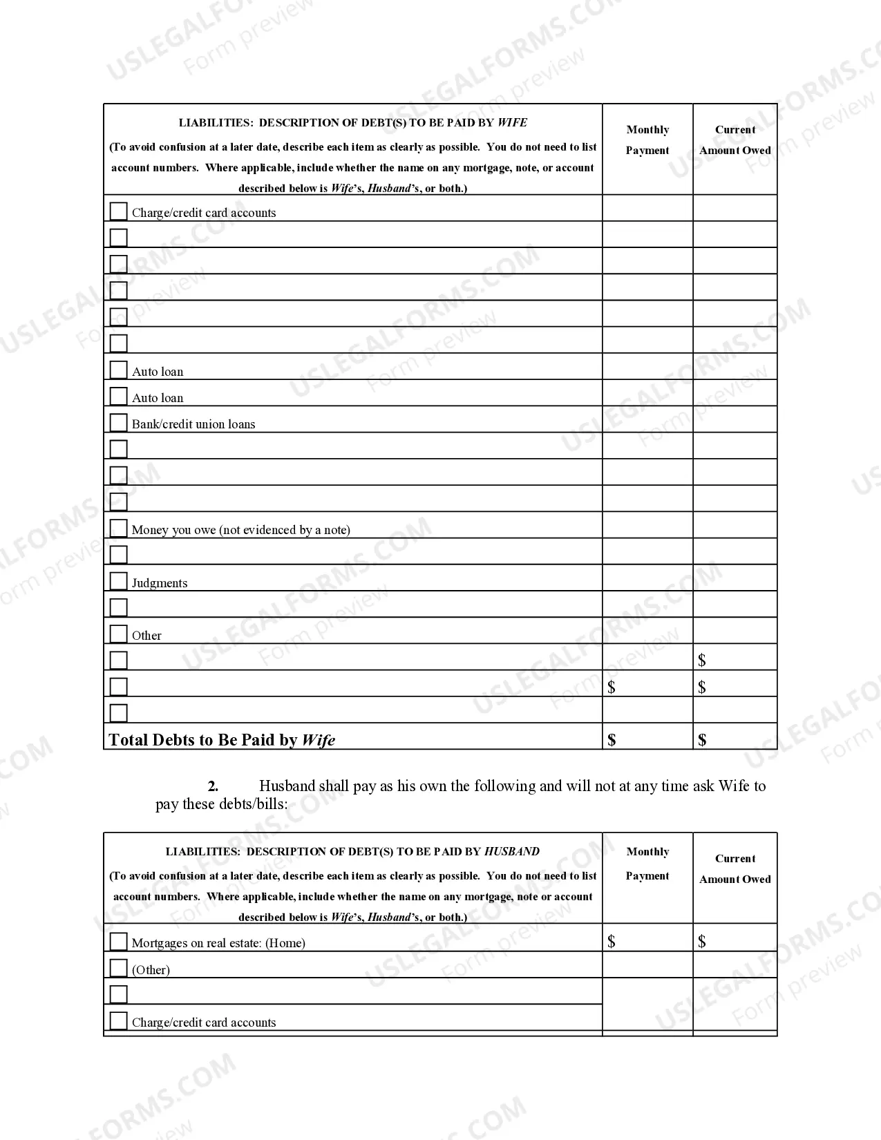 Preview Marital Legal Separation and Property Settlement with Adult Children