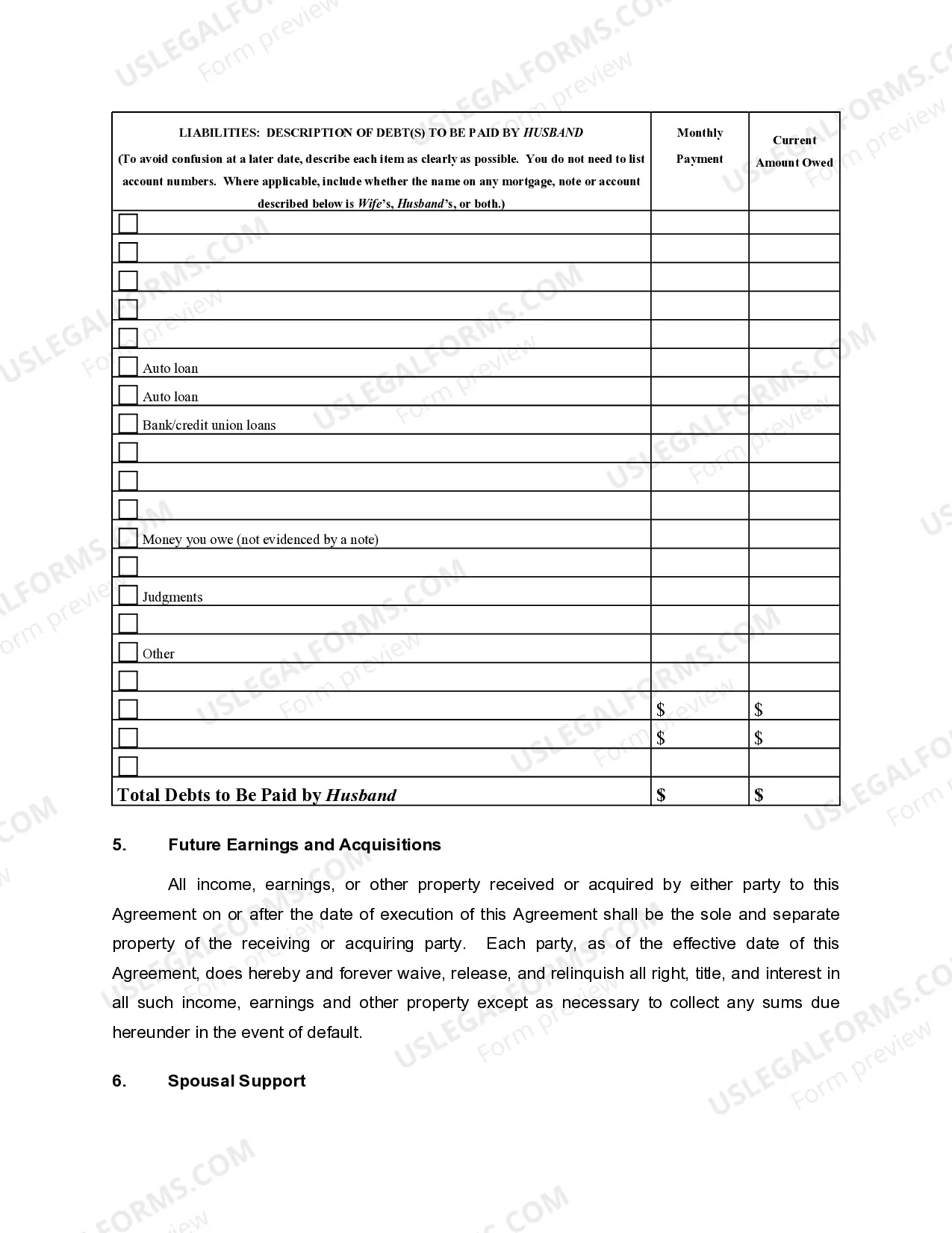 Preview Marital Legal Separation and Property Settlement with Adult Children