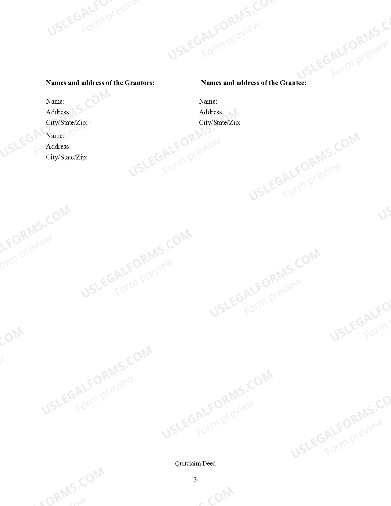 Preview Quitclaim Deed from Two Individuals to an Individual