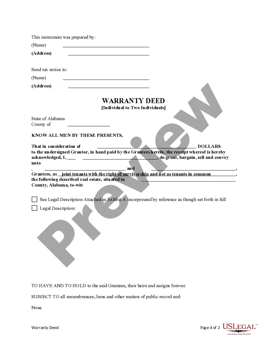 Preview Warranty Deed from an Individual to Two Individuals