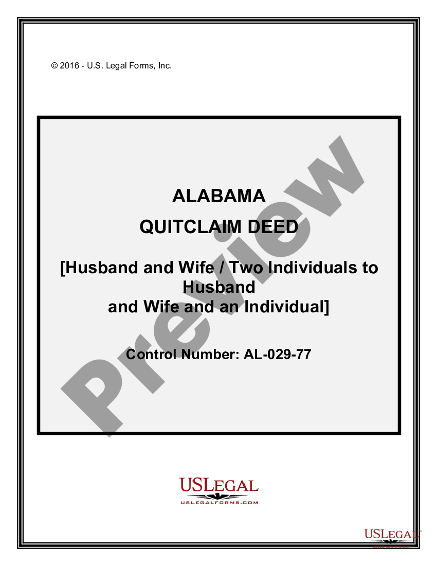 Alabama Quitclaim Deed From Husband And Wife Or Two Individuals To Husband And Wife And An 5724