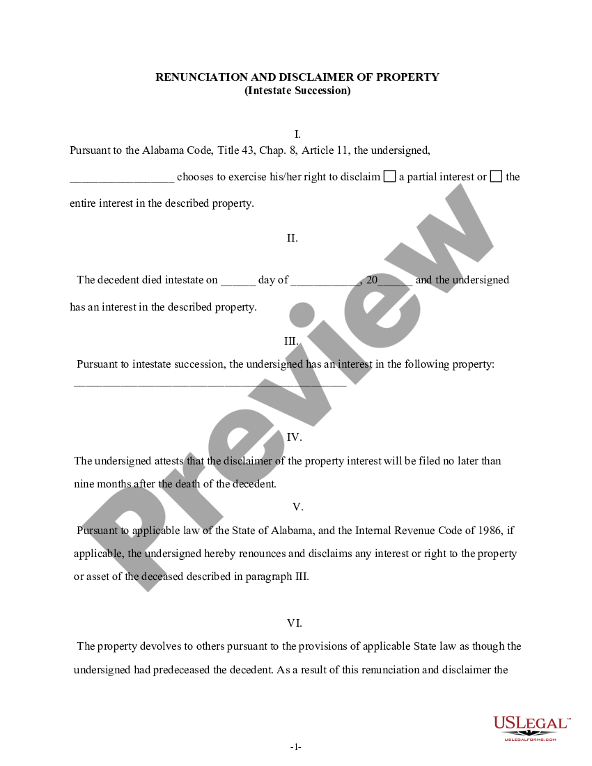 Intestate Succession Alabama Forms US Legal Forms