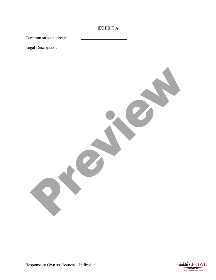 Preview Response to Owner's Request for Lien Information - Individual