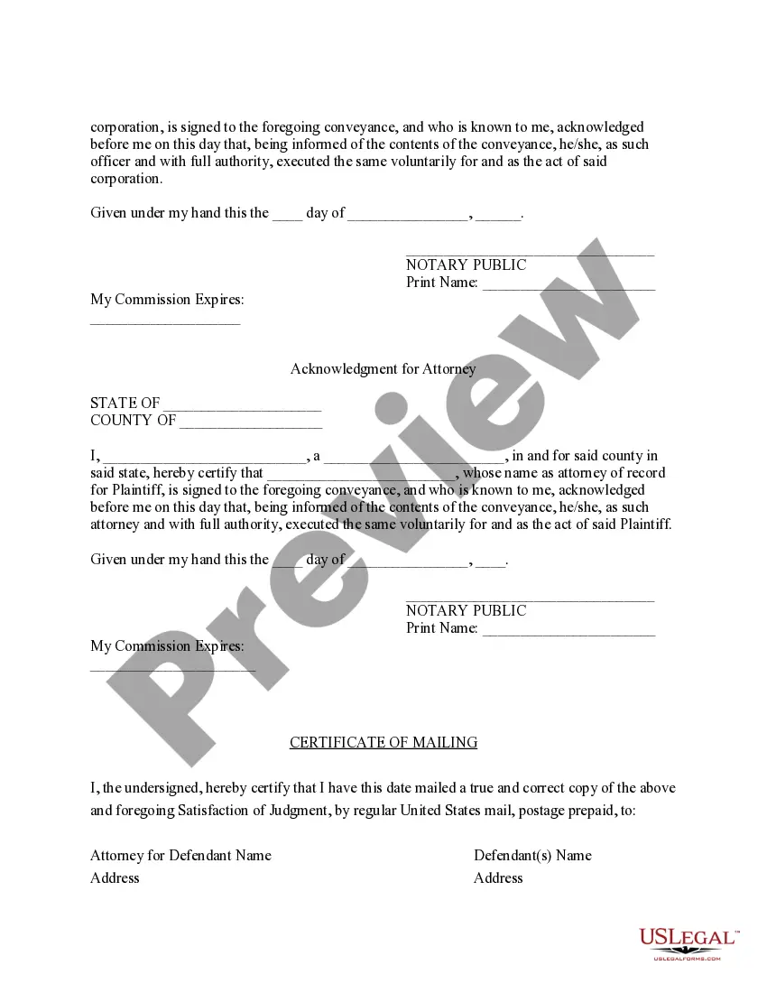Preview Alabama Satisfaction of Judgment