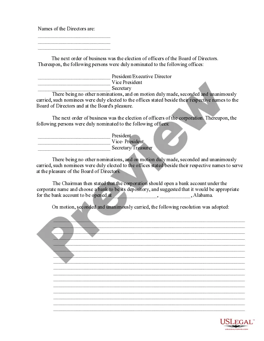 Preview Organizational Minutes, Waiver of Notice and Bylaws of Nonprofit Corporation