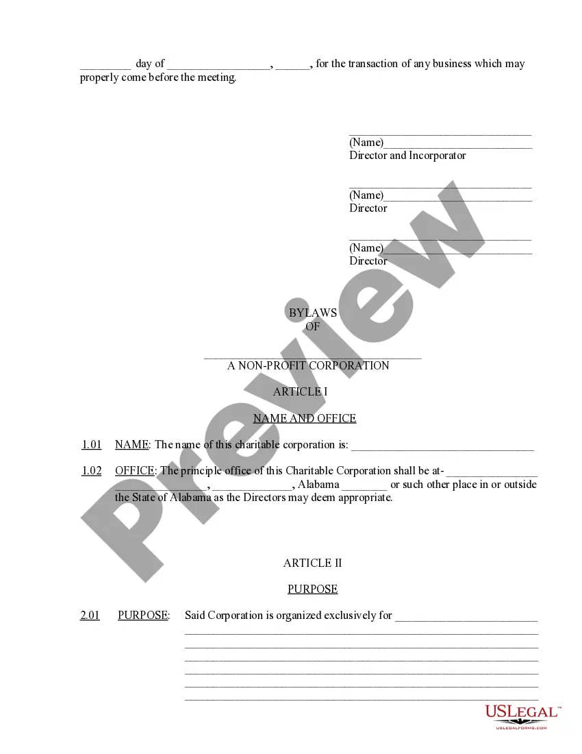 Preview Organizational Minutes, Waiver of Notice and Bylaws of Nonprofit Corporation