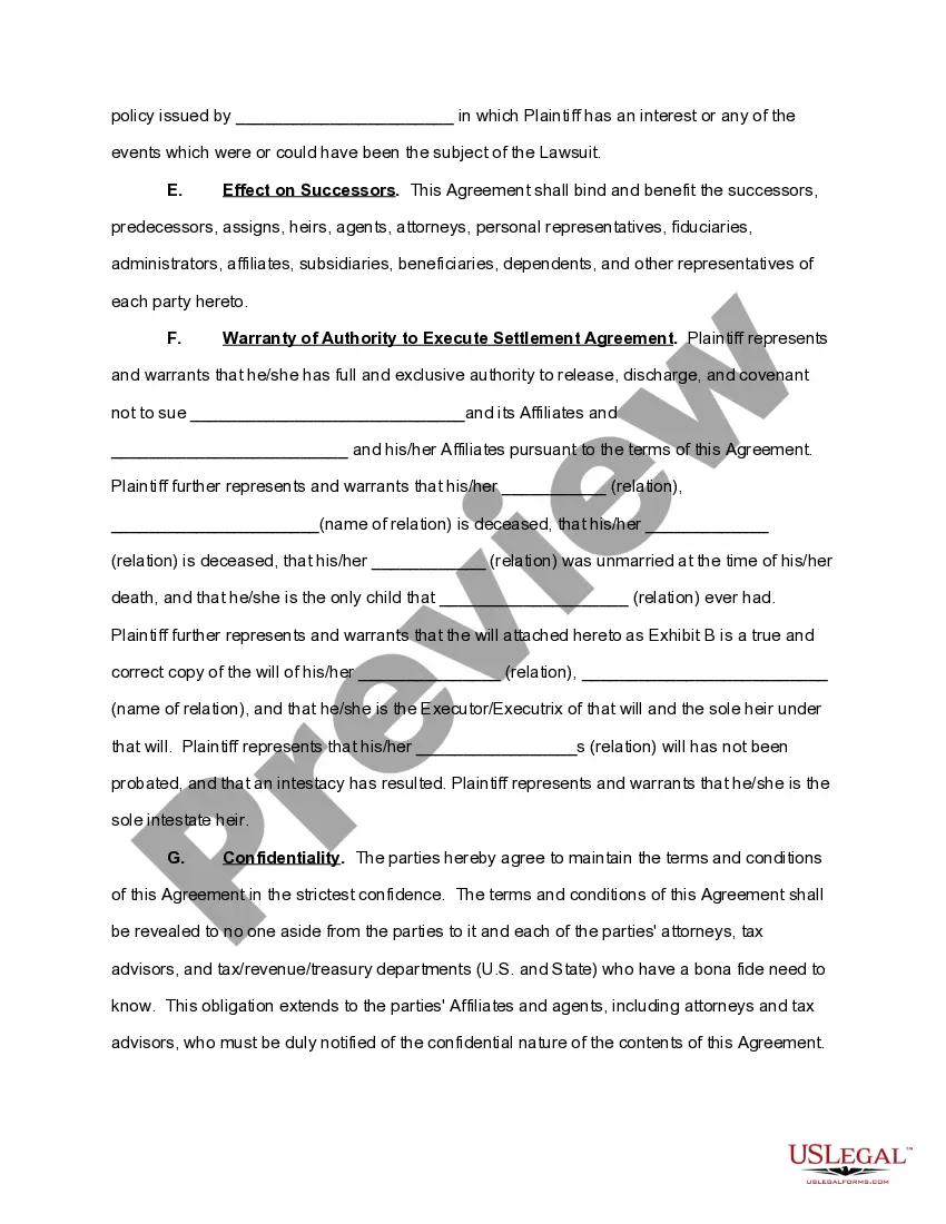 Get Sample of a Settlement Agreement Preview Sample of a Settlement Agreement
