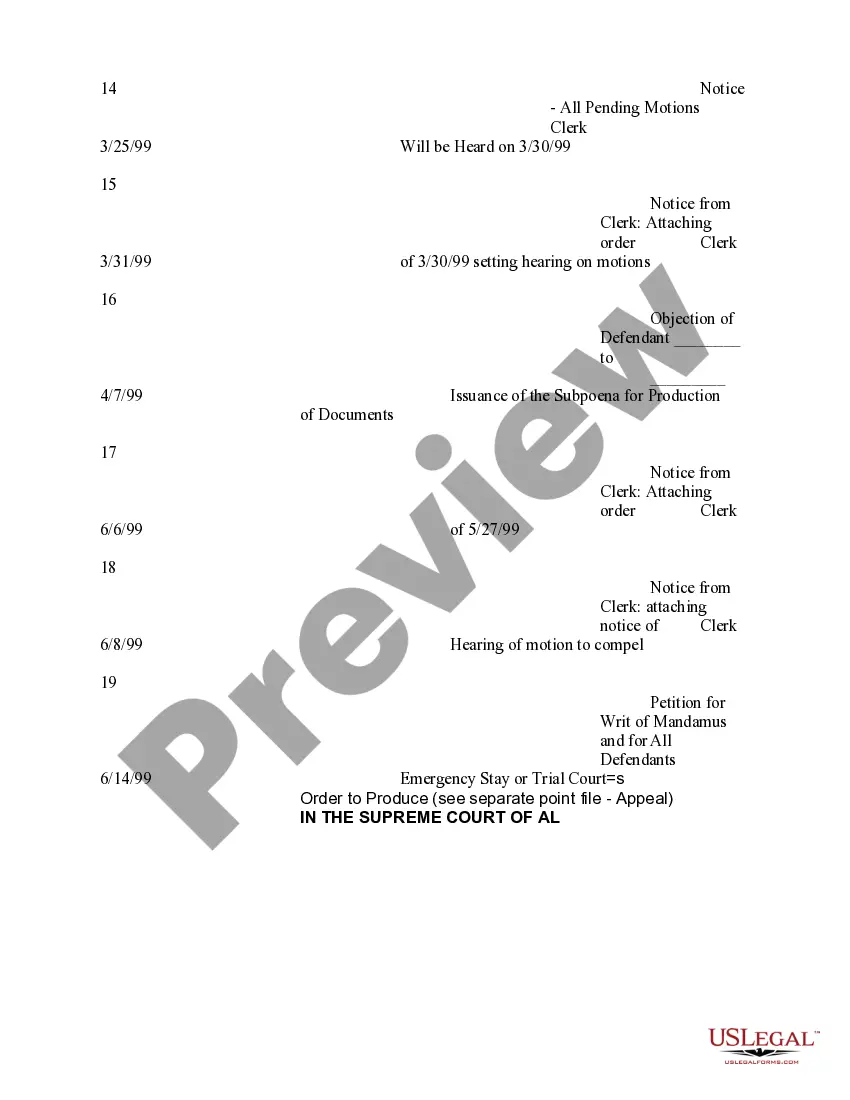 Preview Pleadings Index
