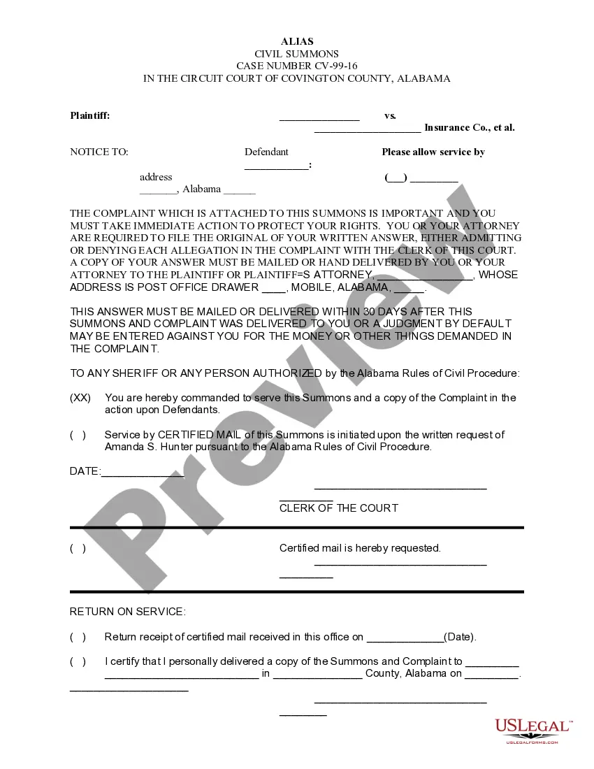 Preview Alias Summons