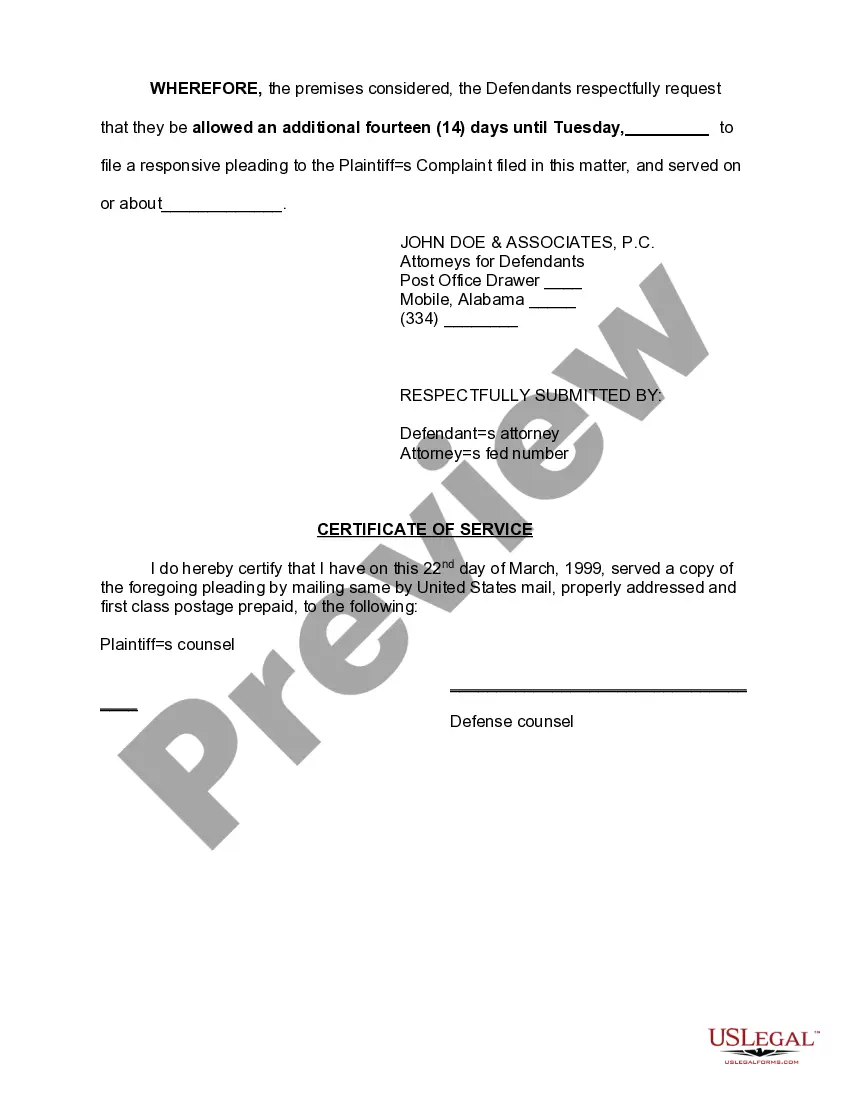 Get Motion for Extension of Time to Answer Preview Motion for Extension of Time to Answer