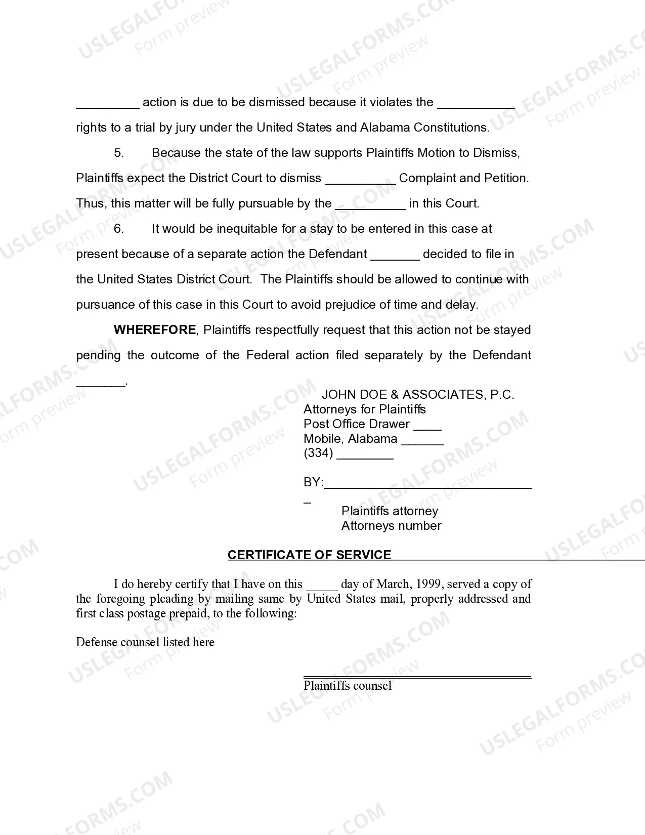 Preview Opposition to Stay State Court