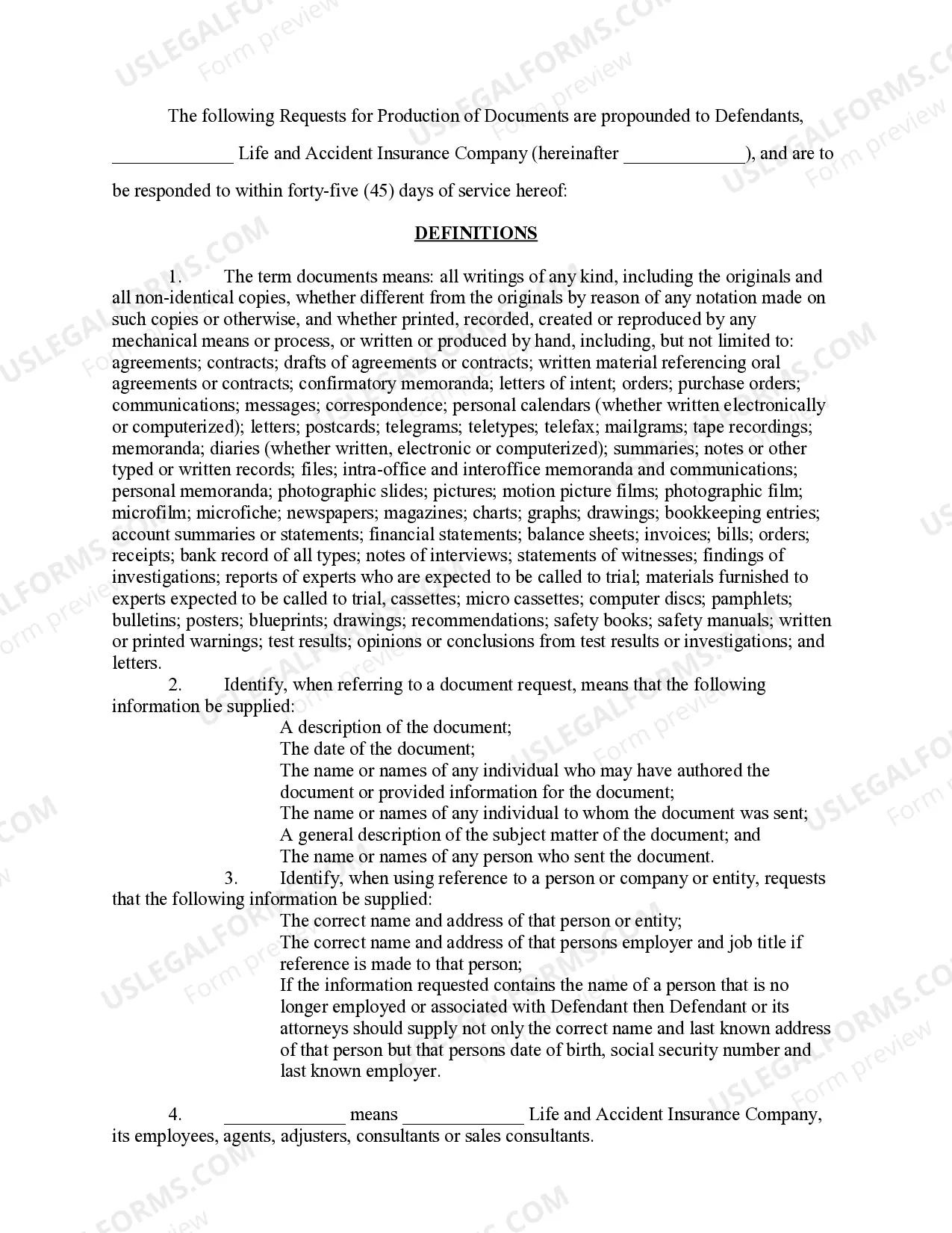 Preview Insurance Fraud - Requests for Production of Documents to Defendant Agent