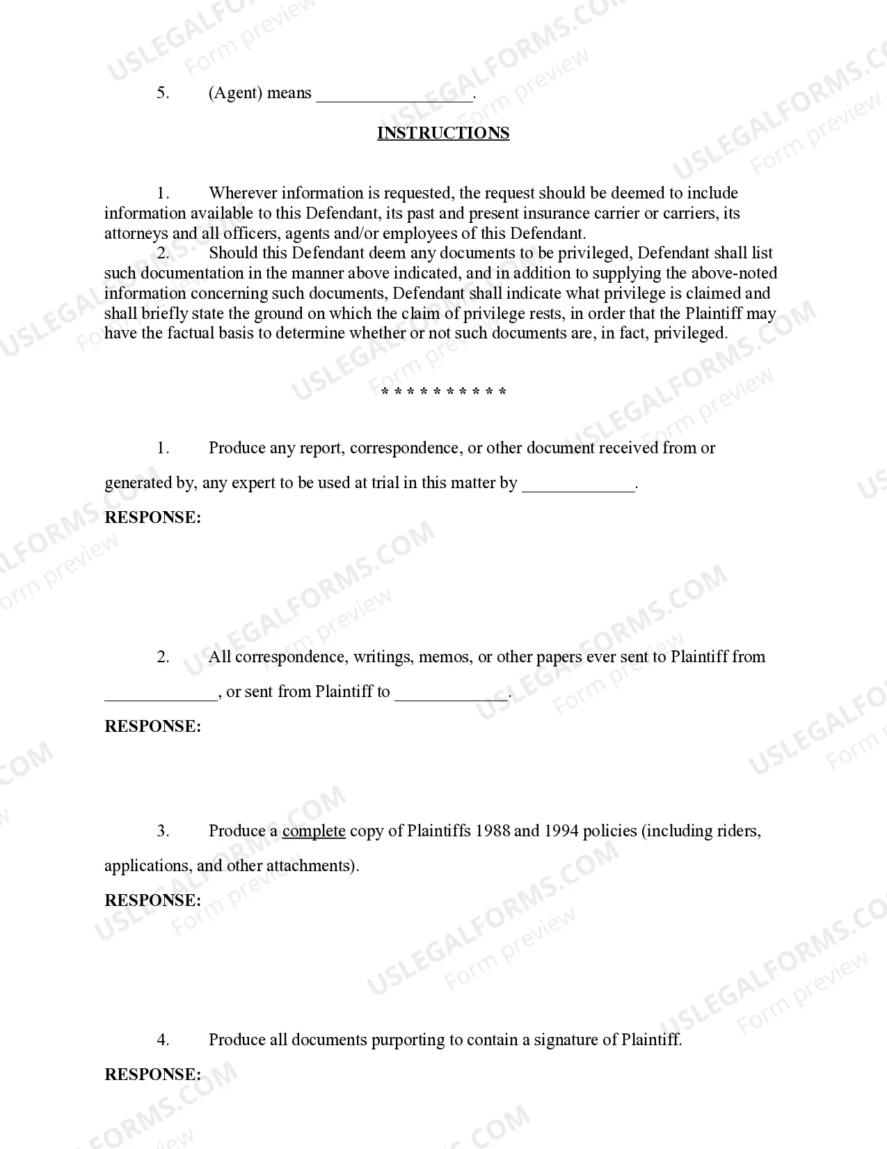 Preview Insurance Fraud - Requests for Production of Documents to Defendant Agent