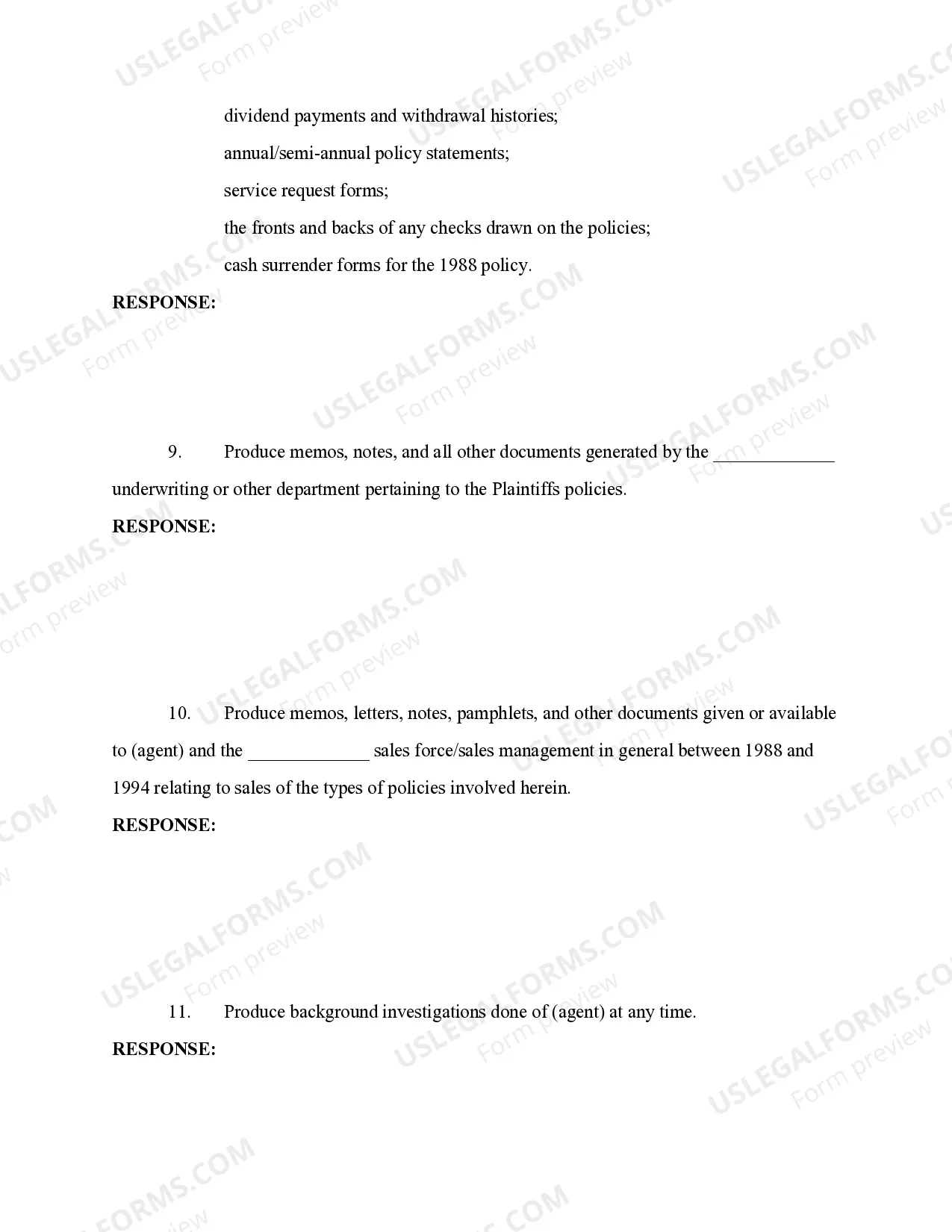 Preview Insurance Fraud - Requests for Production of Documents to Defendant Agent