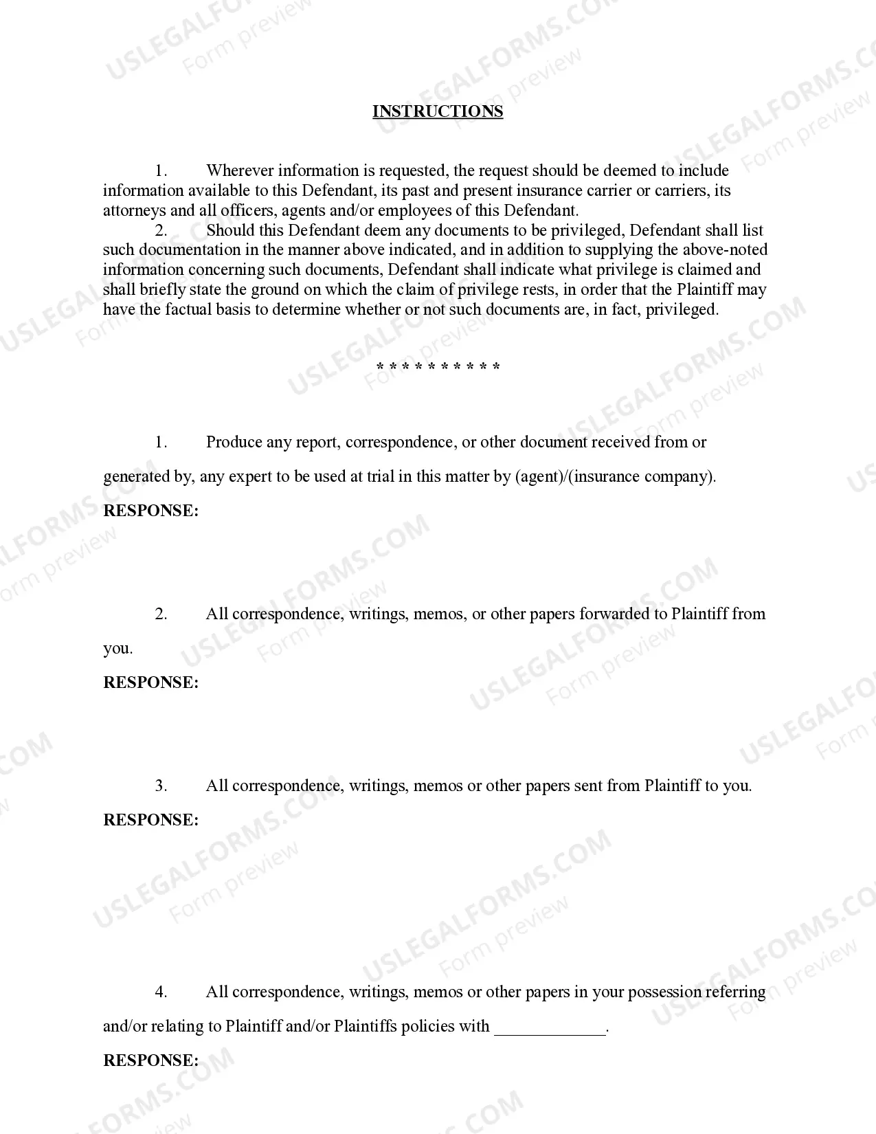 Preview Life Insurance Fraud - Requests for Production of Documents to Defendant Agent