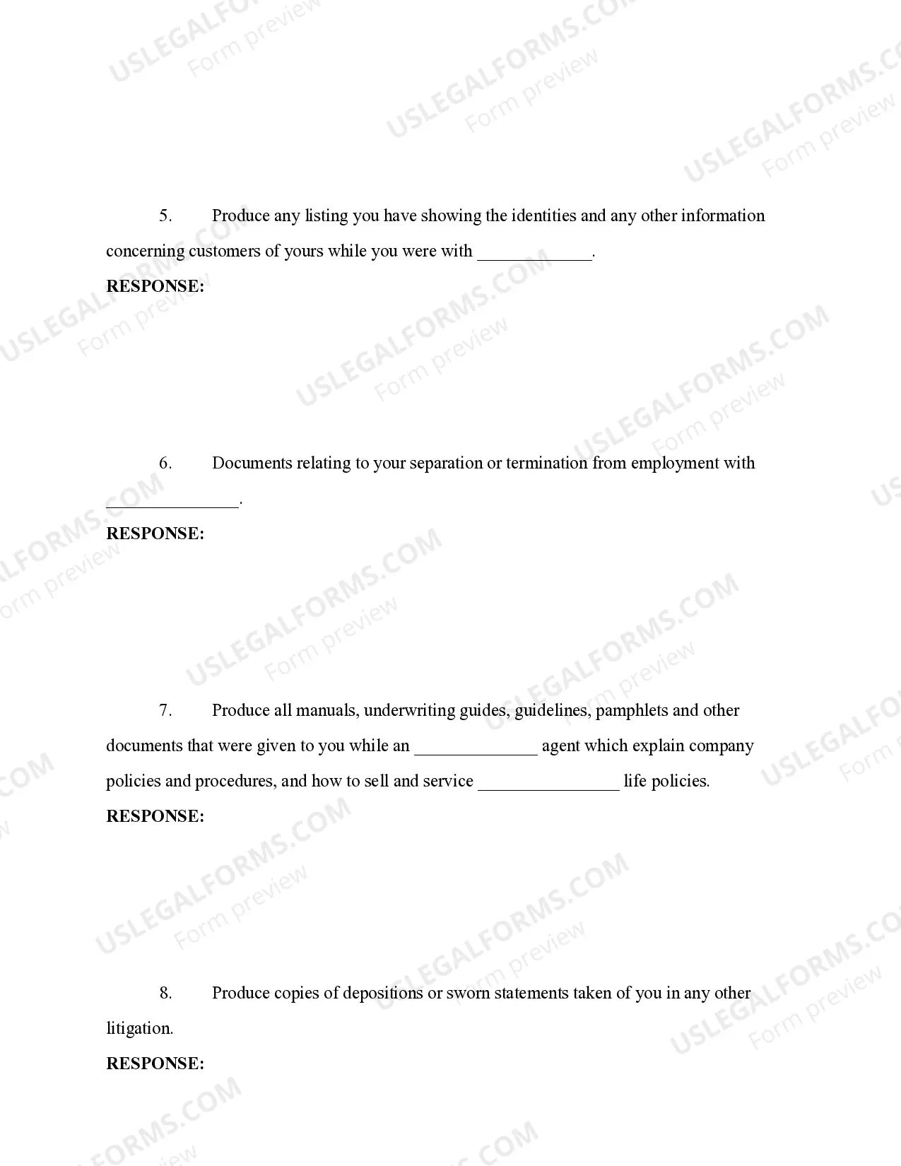 Preview Life Insurance Fraud - Requests for Production of Documents to Defendant Agent