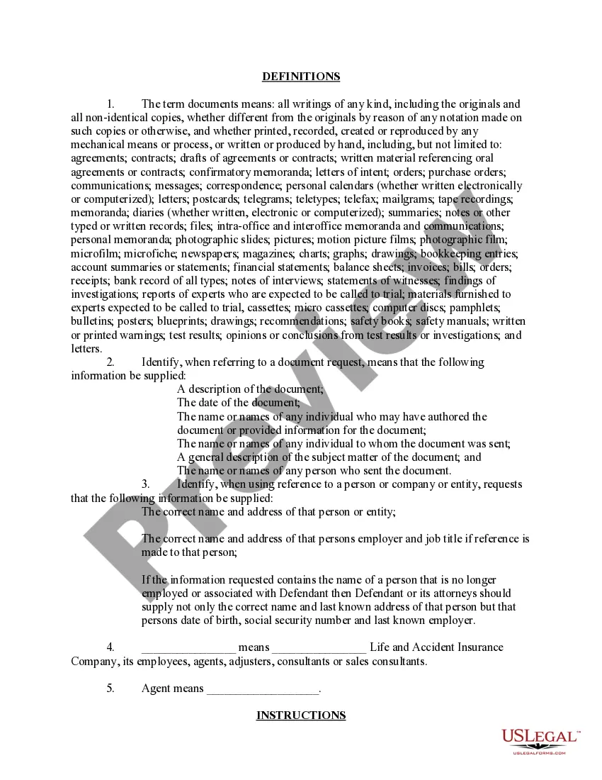 Preview Life Insurance Fraud - Interrogatories to Defendant Agent