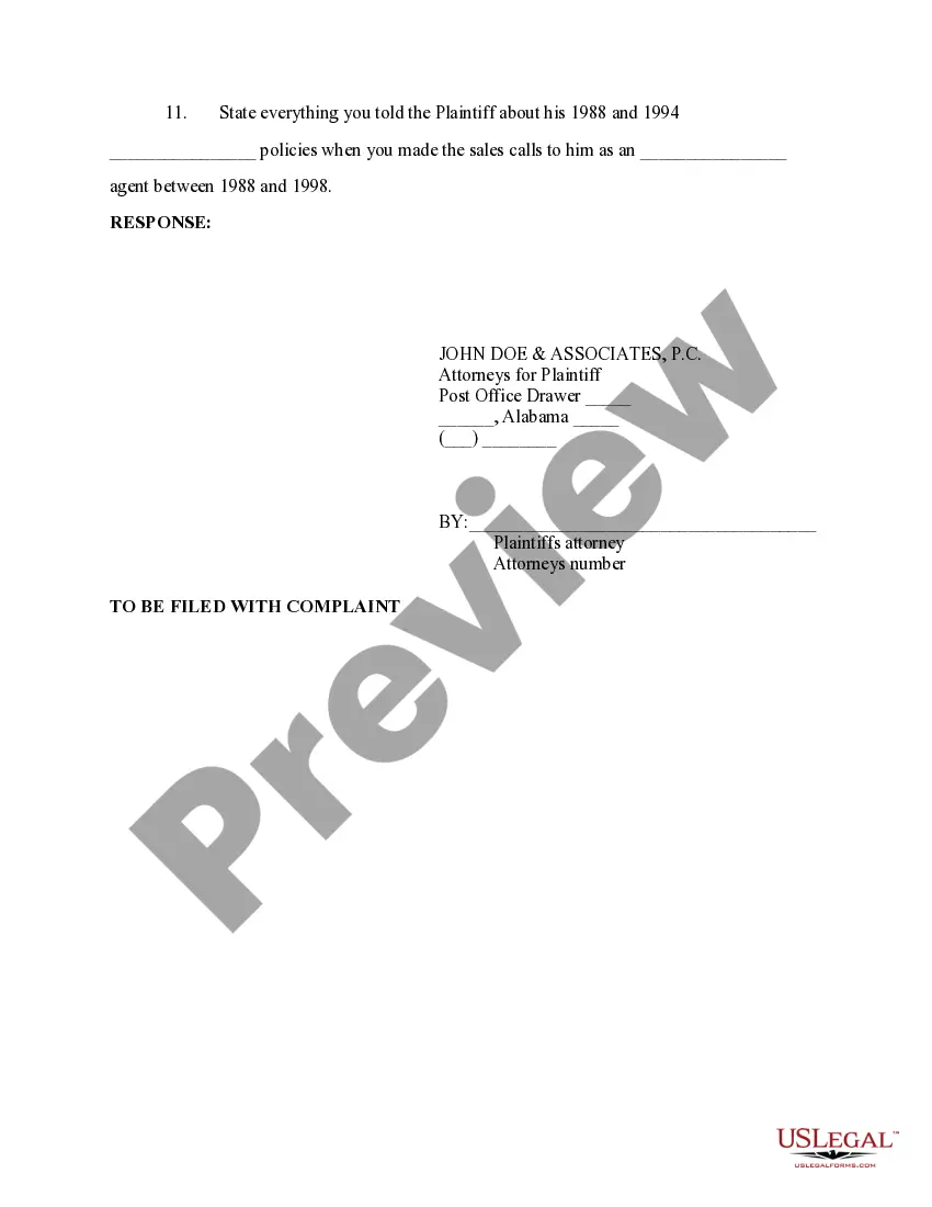 Preview Life Insurance Fraud - Interrogatories to Defendant Agent