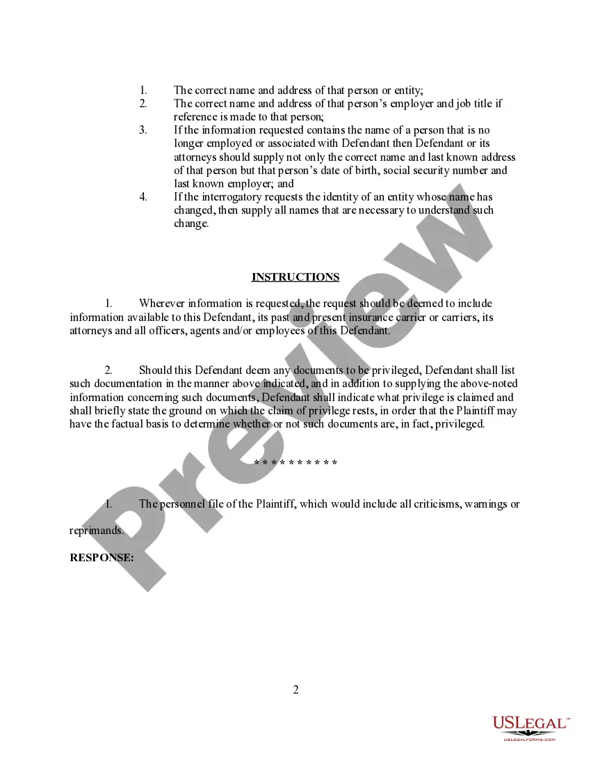 Preview Request for Production