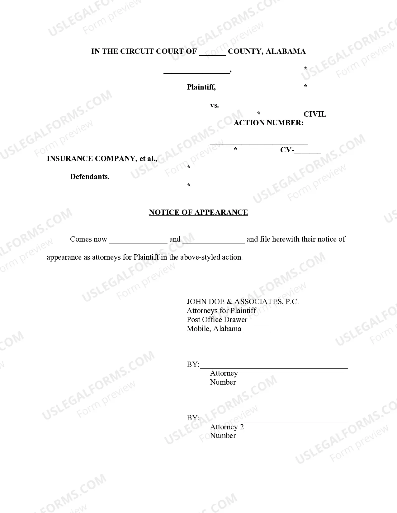 Preview Notice of Appearance