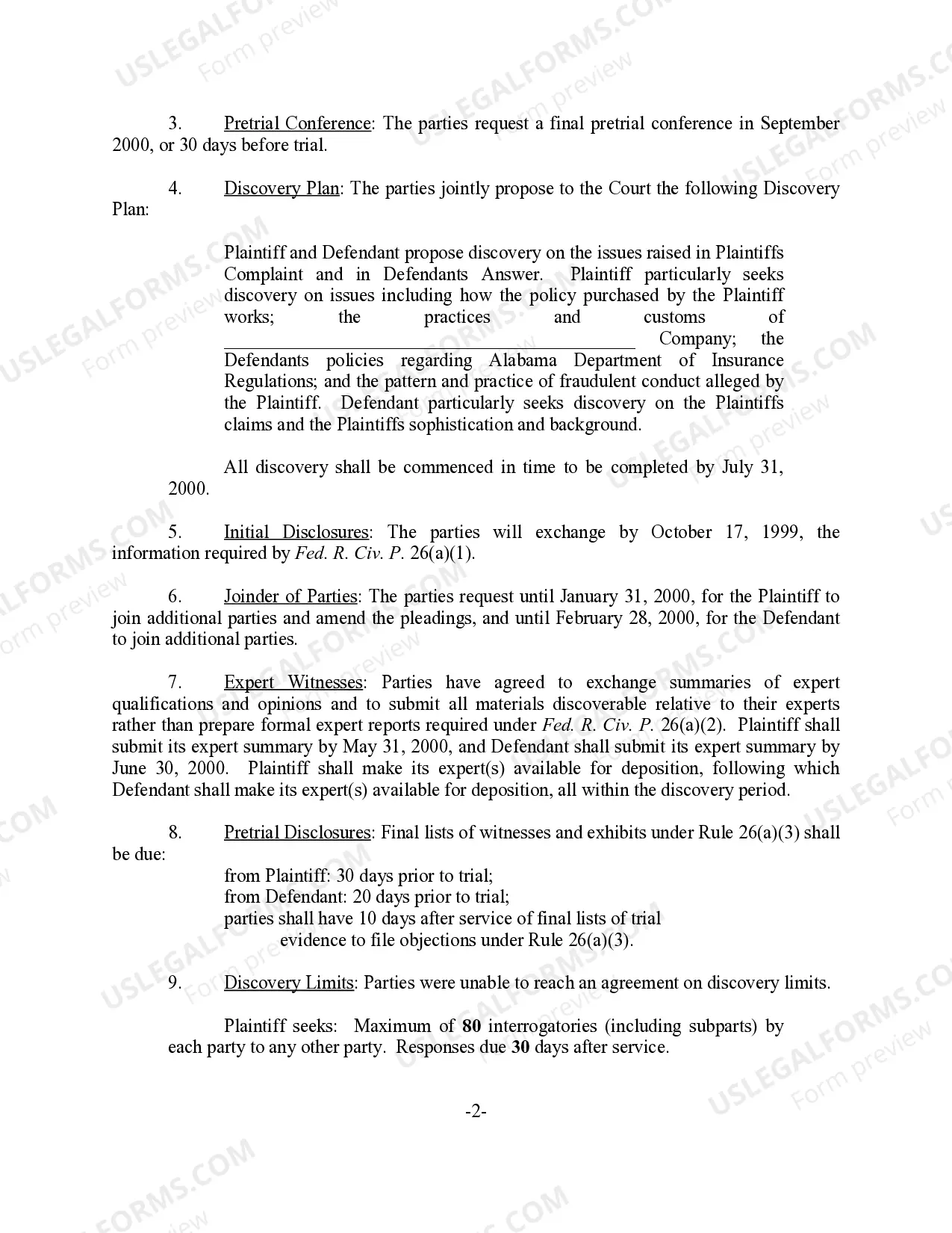 Preview Report of Parties Planning Meeting