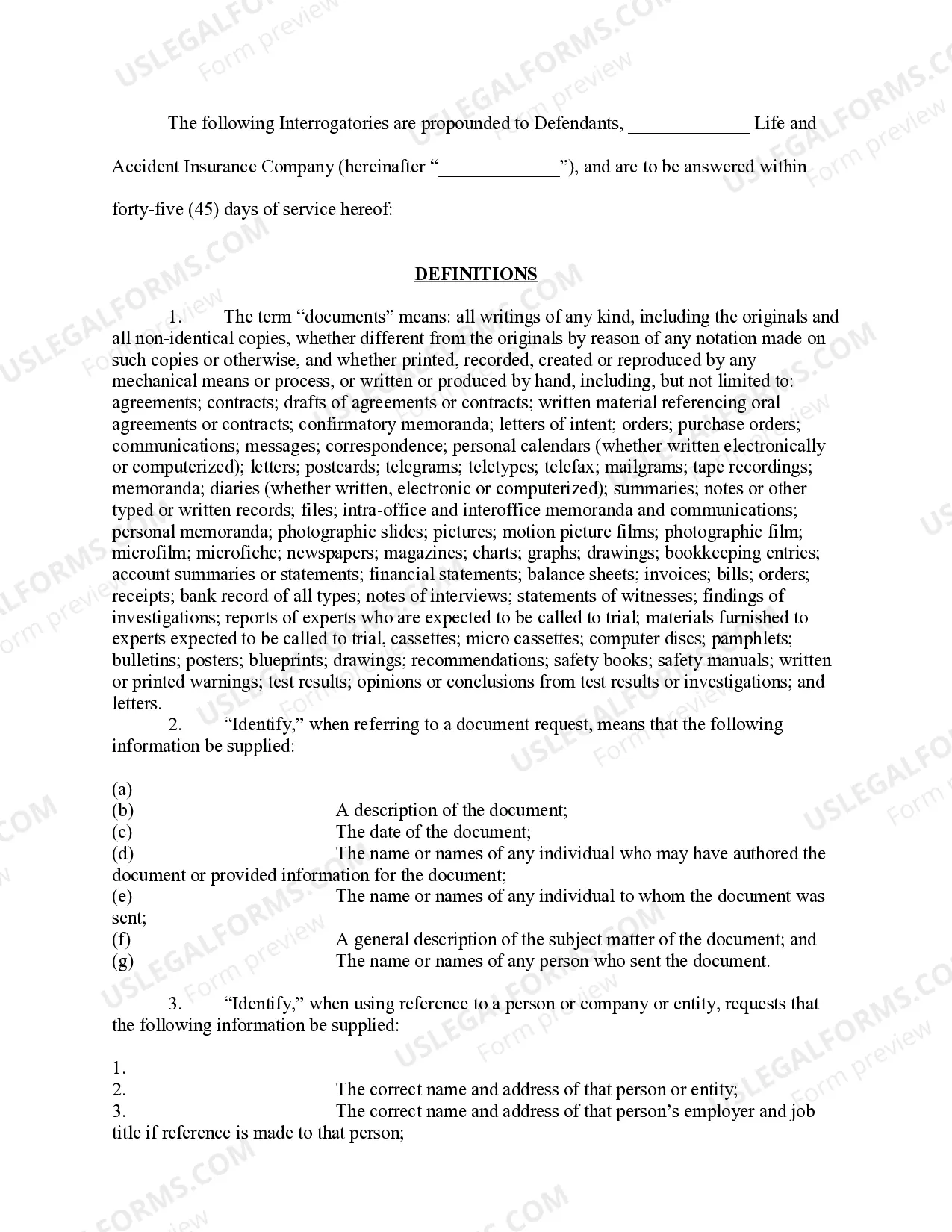 Preview Insurance Fraud - Interrogatories to Defendant Agent