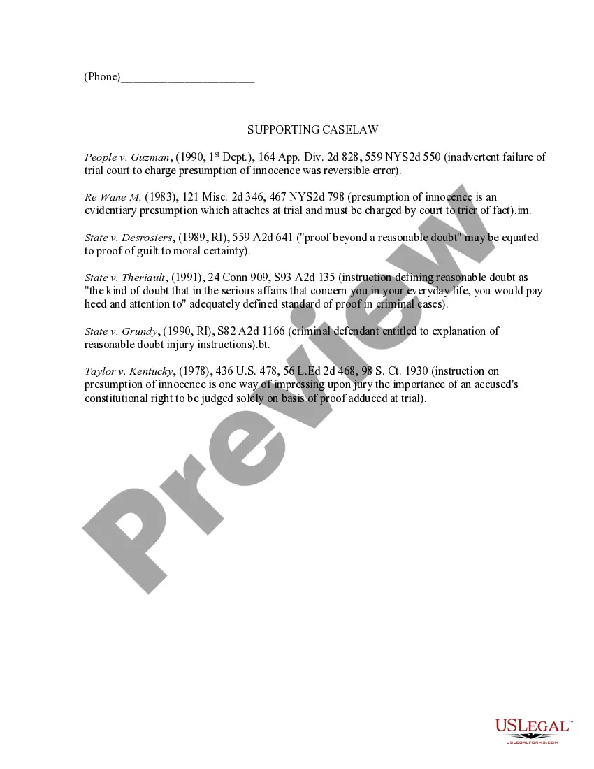 Preview Jury Instruction - Defendant's Request for Jury Instruction - General Criminal Instructions