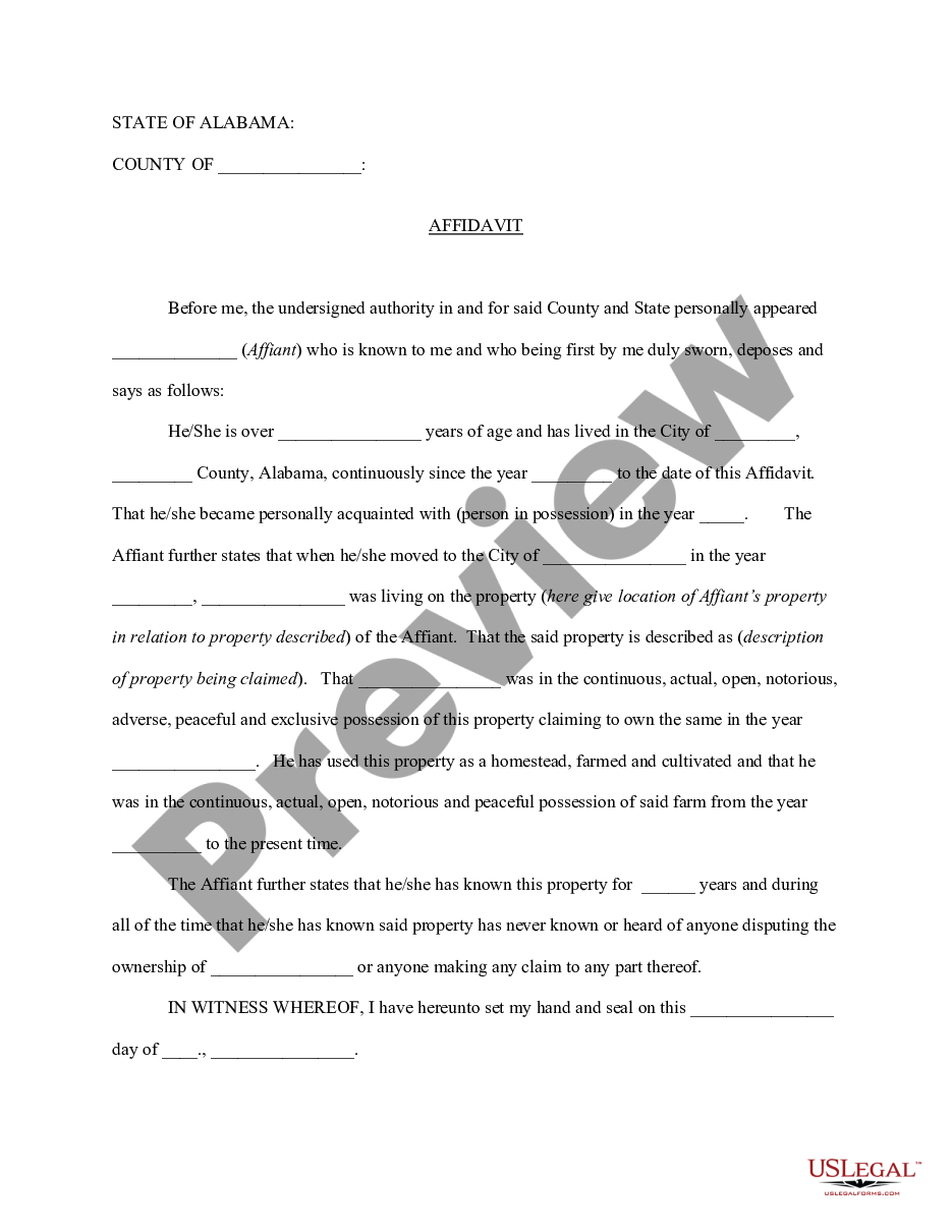 page 0 Affidavit for Witness regarding disputed property preview