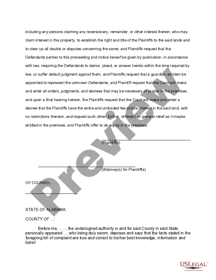 Get Bill to Quiet Title Preview Bill to Quiet Title