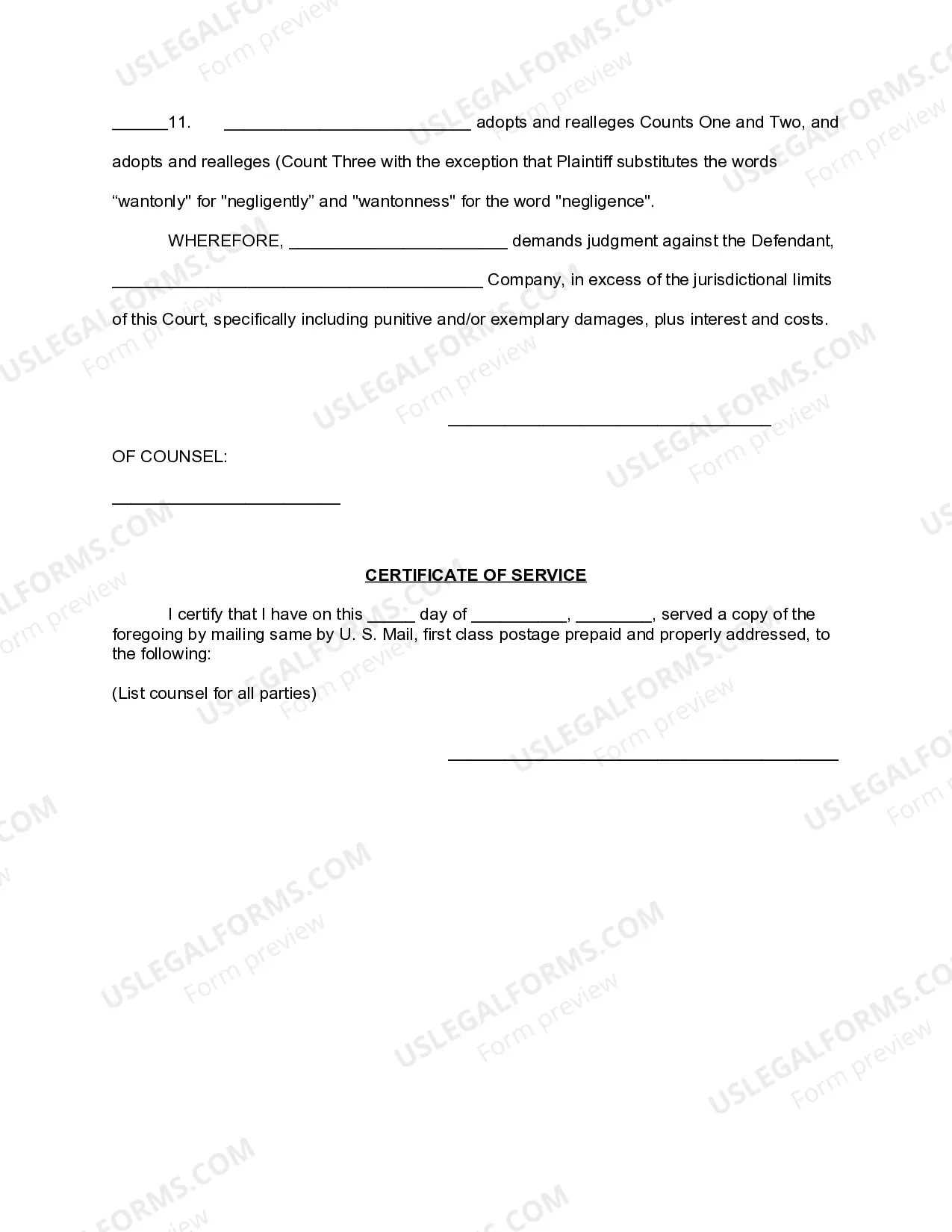 Preview Crossclaims for Defendant