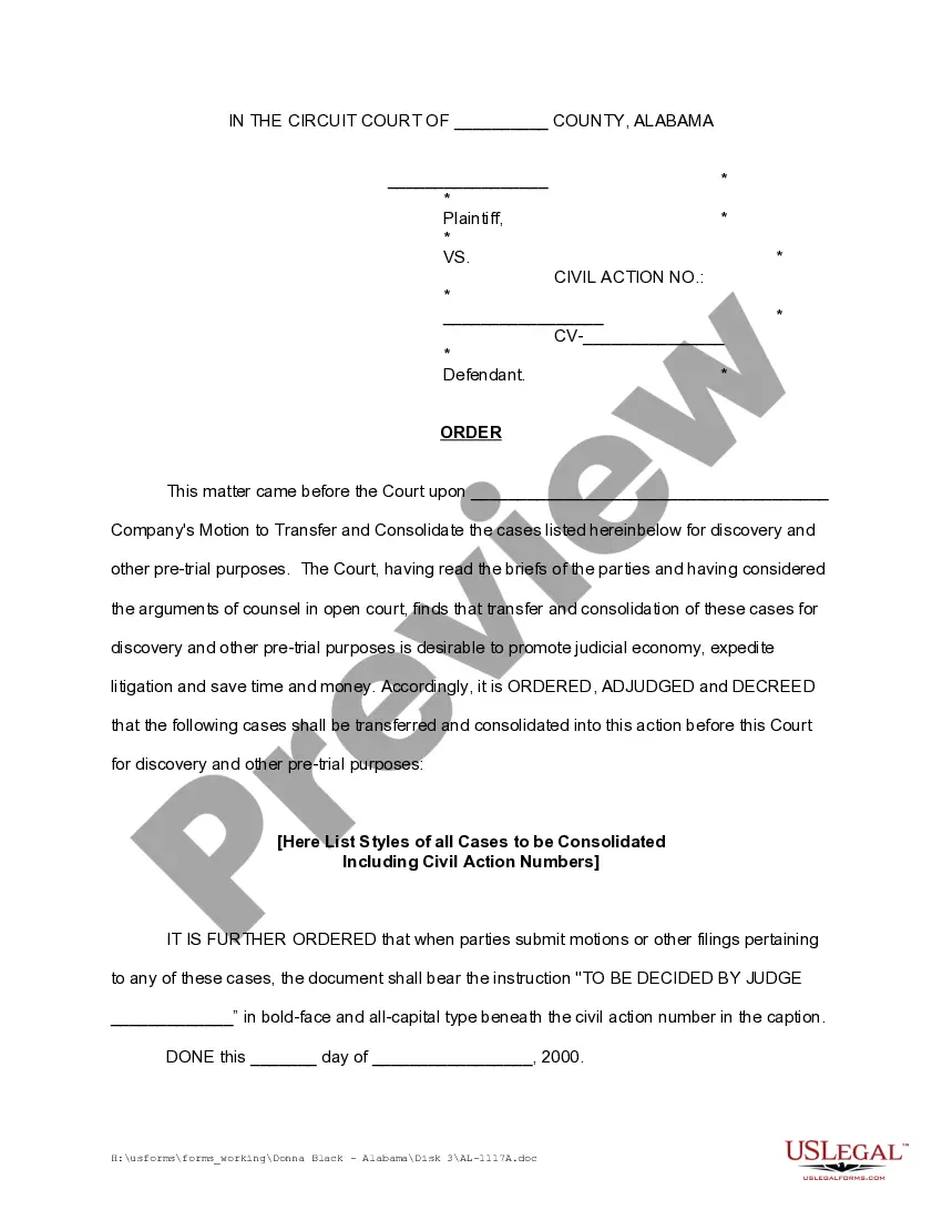 Preview Motion to Transfer and Consolidate