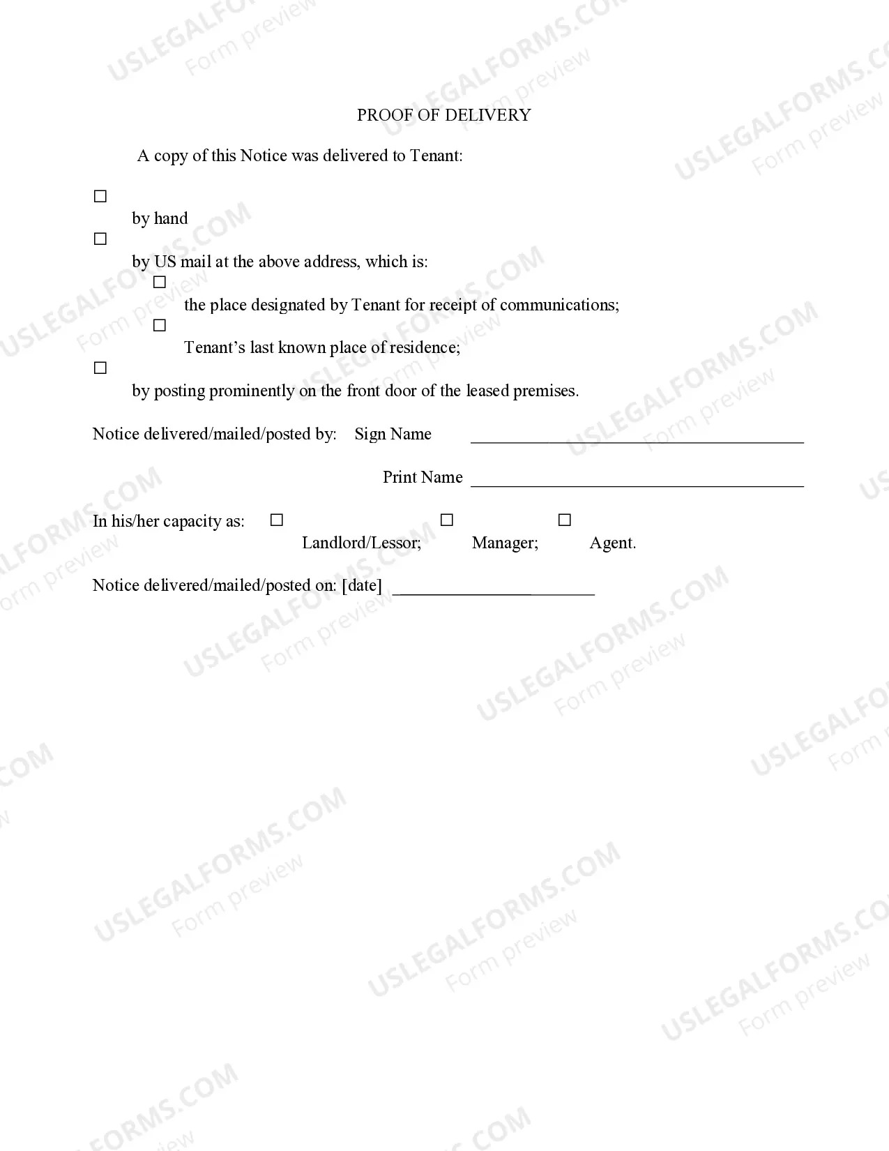 Preview 7 Day Notice to Pay Rent or Lease Terminates for Residential Property