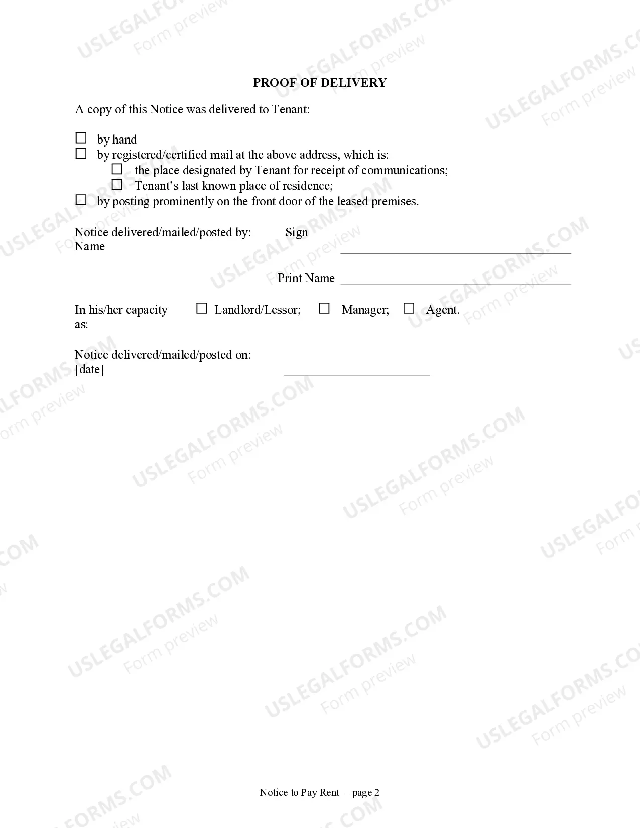 Preview 10 Days Notice to Pay Rent or Lease Terminates for Nonresidential or Commercial Property