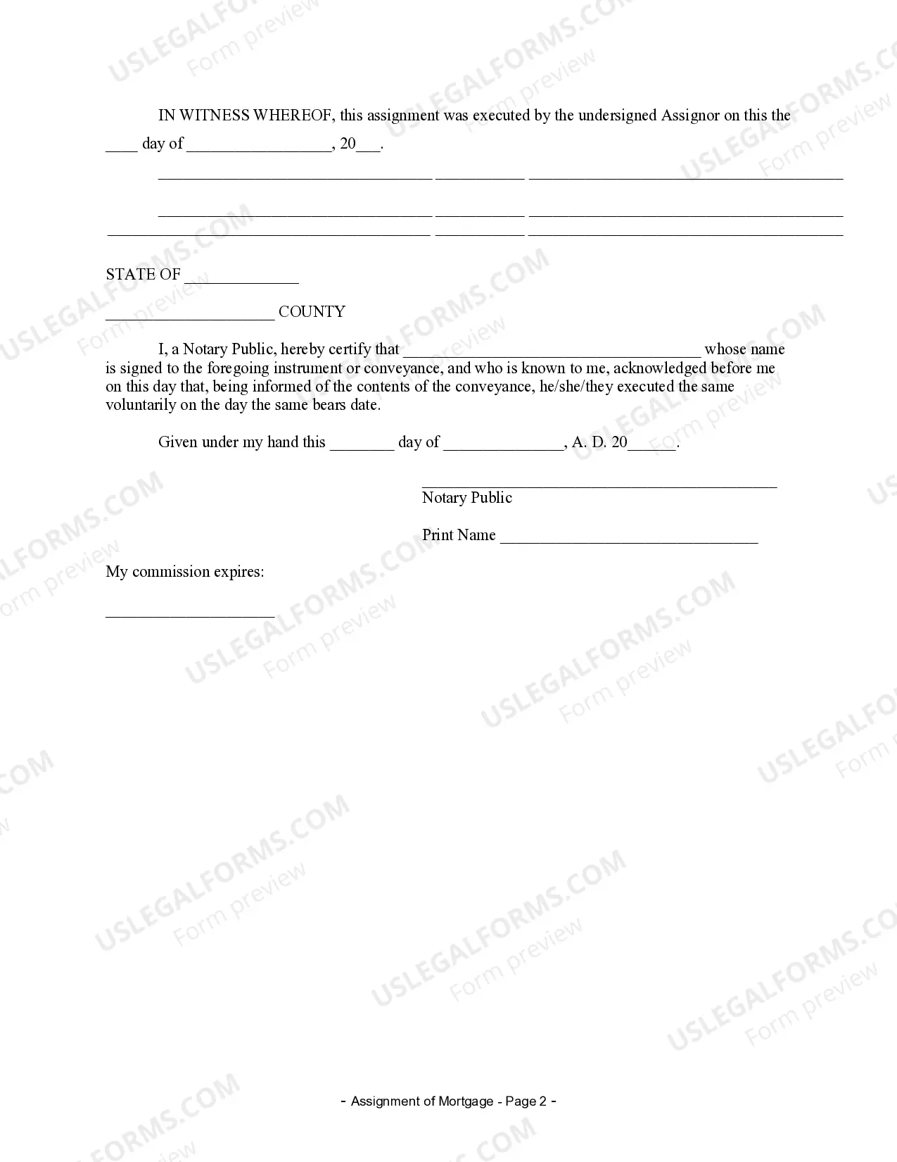 Preview Assignment of Mortgage by Individual Mortgage Holder