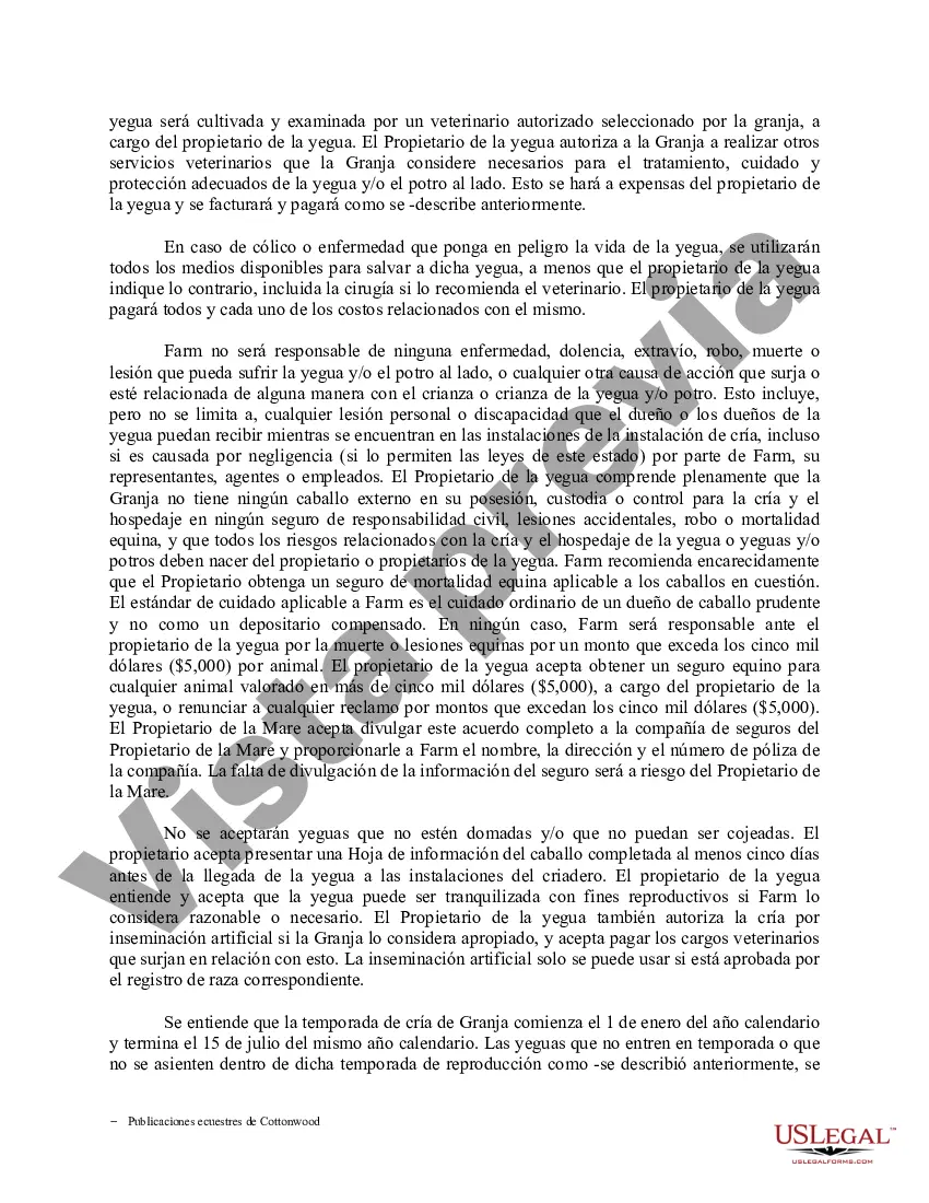 Preview Contrato de servicio de semental - Formularios equinos de caballos