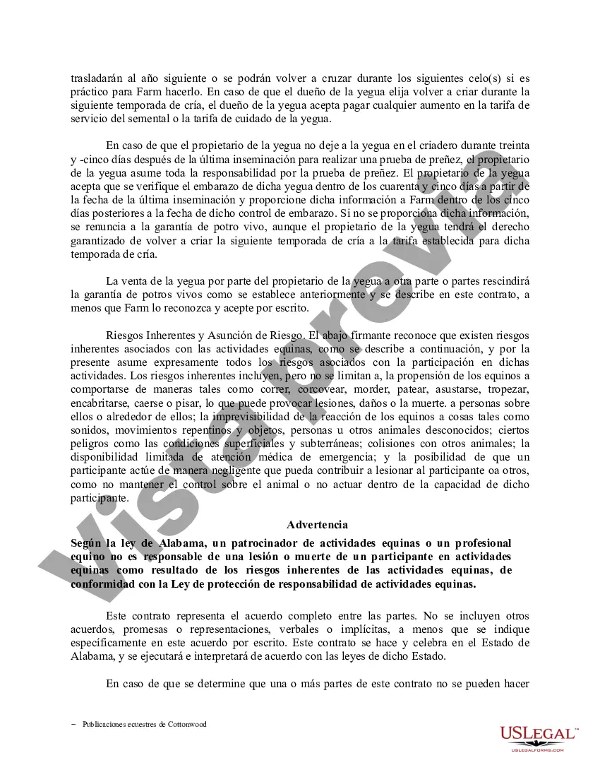 Preview Contrato de servicio de semental - Formularios equinos de caballos