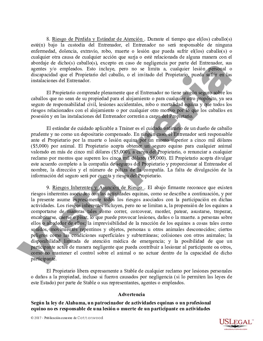 Preview Contrato de Entrenamiento - Caballo Equino Formas